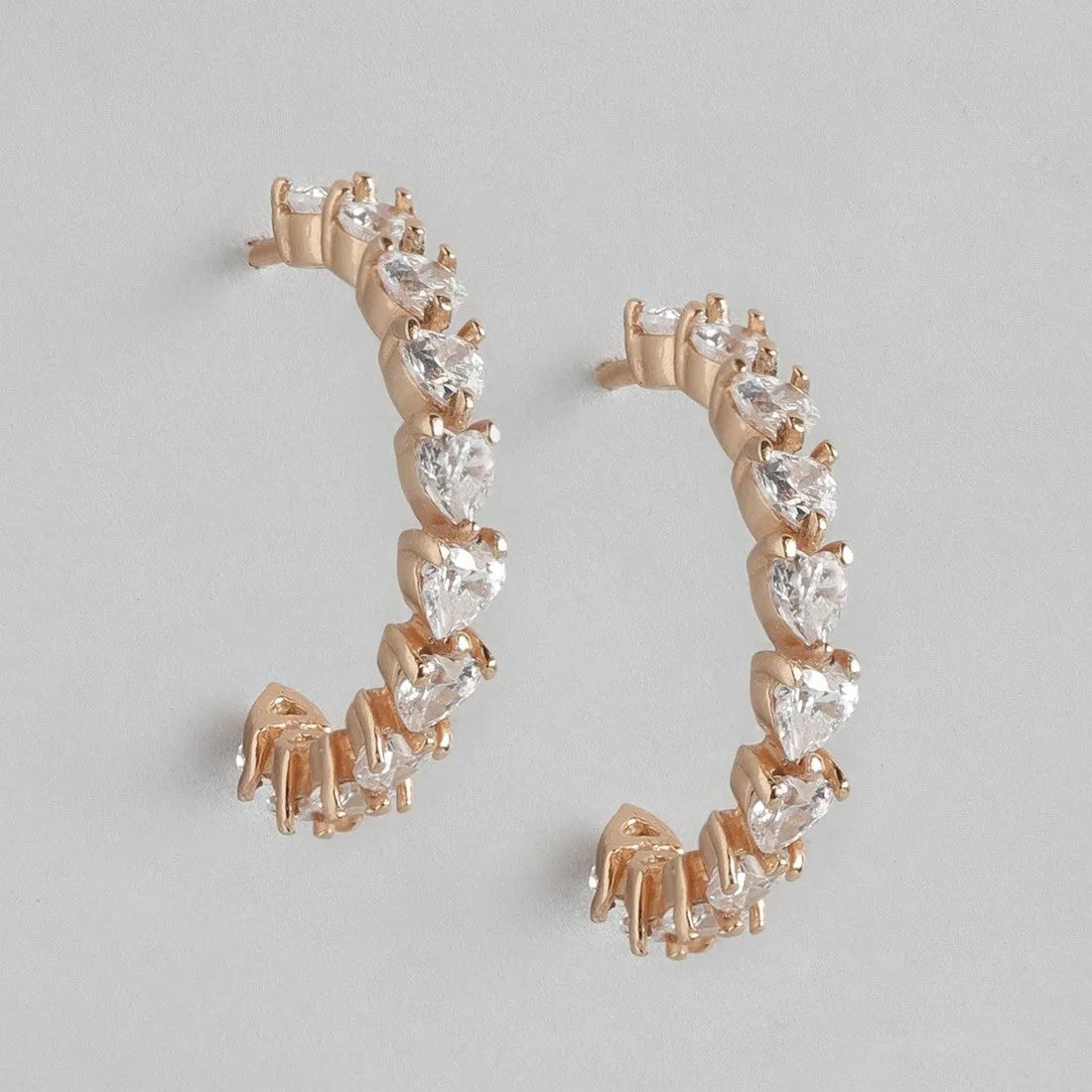 One Line CZ Rhodium Plated 925 Sterling Silver Half Hoops