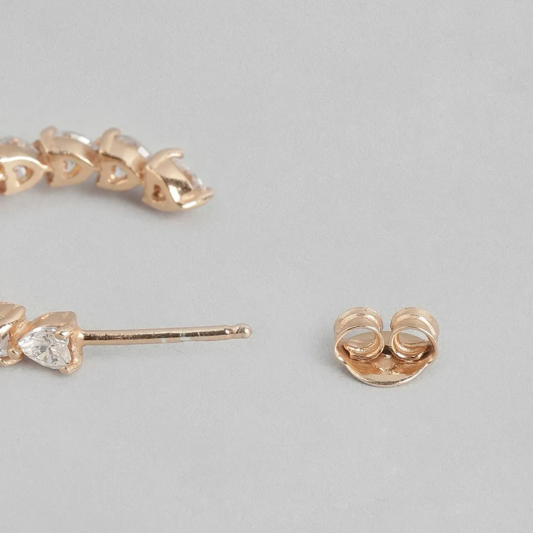One Line CZ Rhodium Plated 925 Sterling Silver Half Hoops