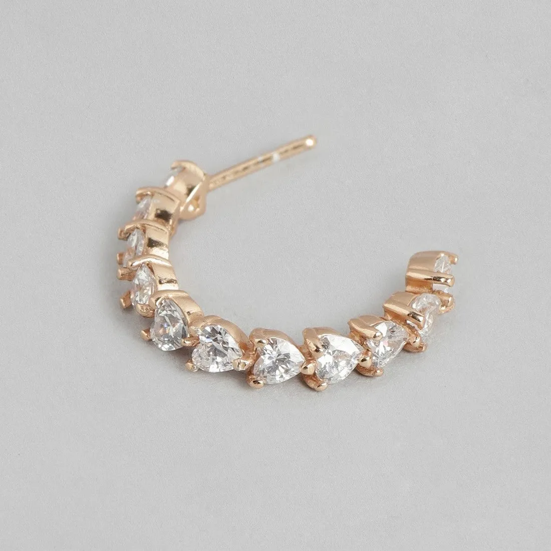 One Line CZ Rhodium Plated 925 Sterling Silver Half Hoops