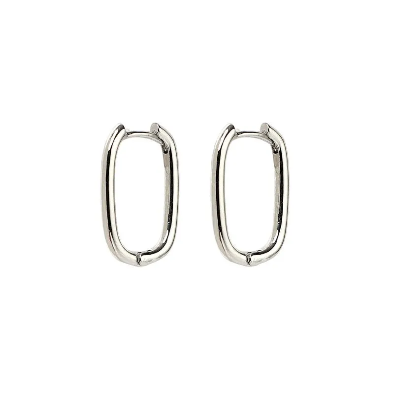 One Side Zircon Studded Double Oval-Shaped Geometric Dangle Hoop Earrings