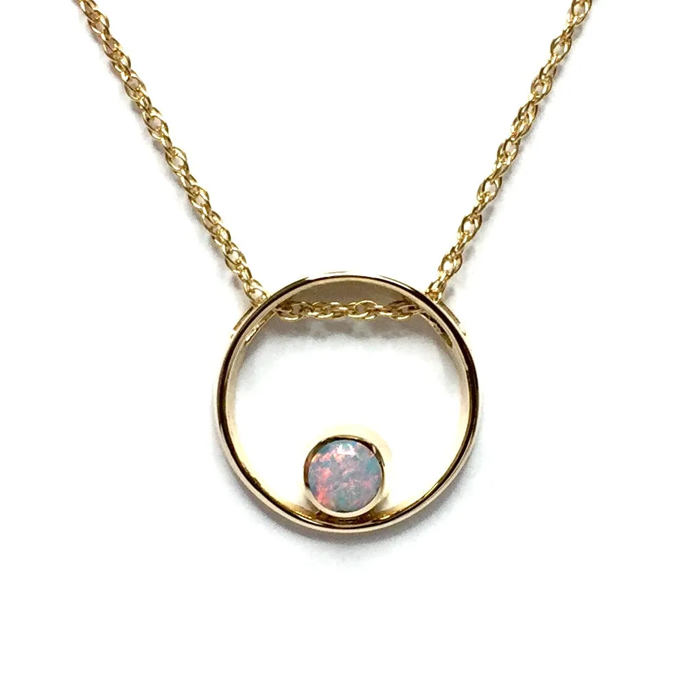 Opal Pendant Round Inlaid Open Circle Design