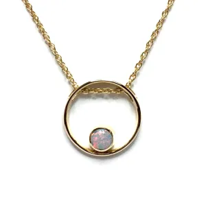 Opal Pendant Round Inlaid Open Circle Design