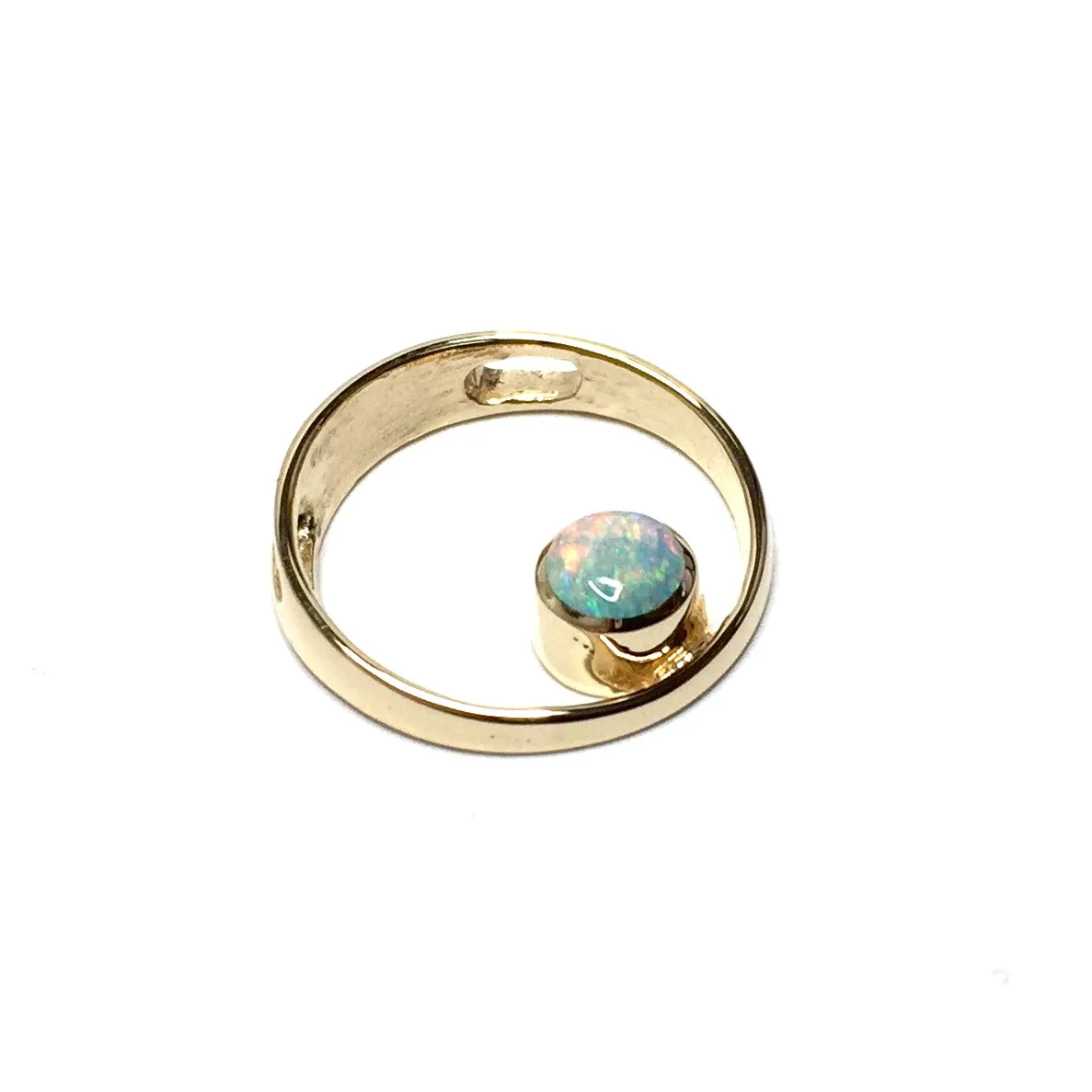 Opal Pendant Round Inlaid Open Circle Design