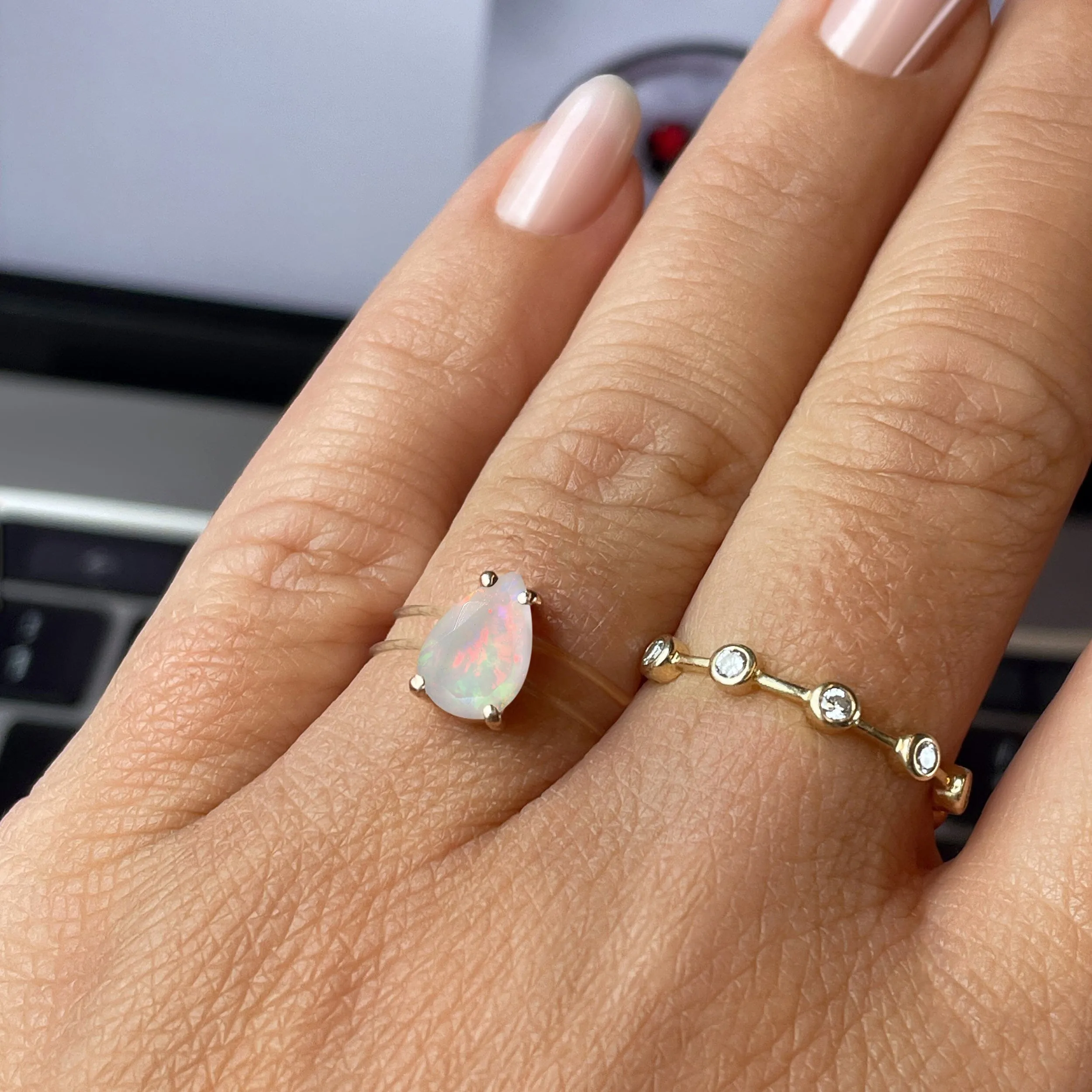 Opal Ring Floating Sway - October Birthstone