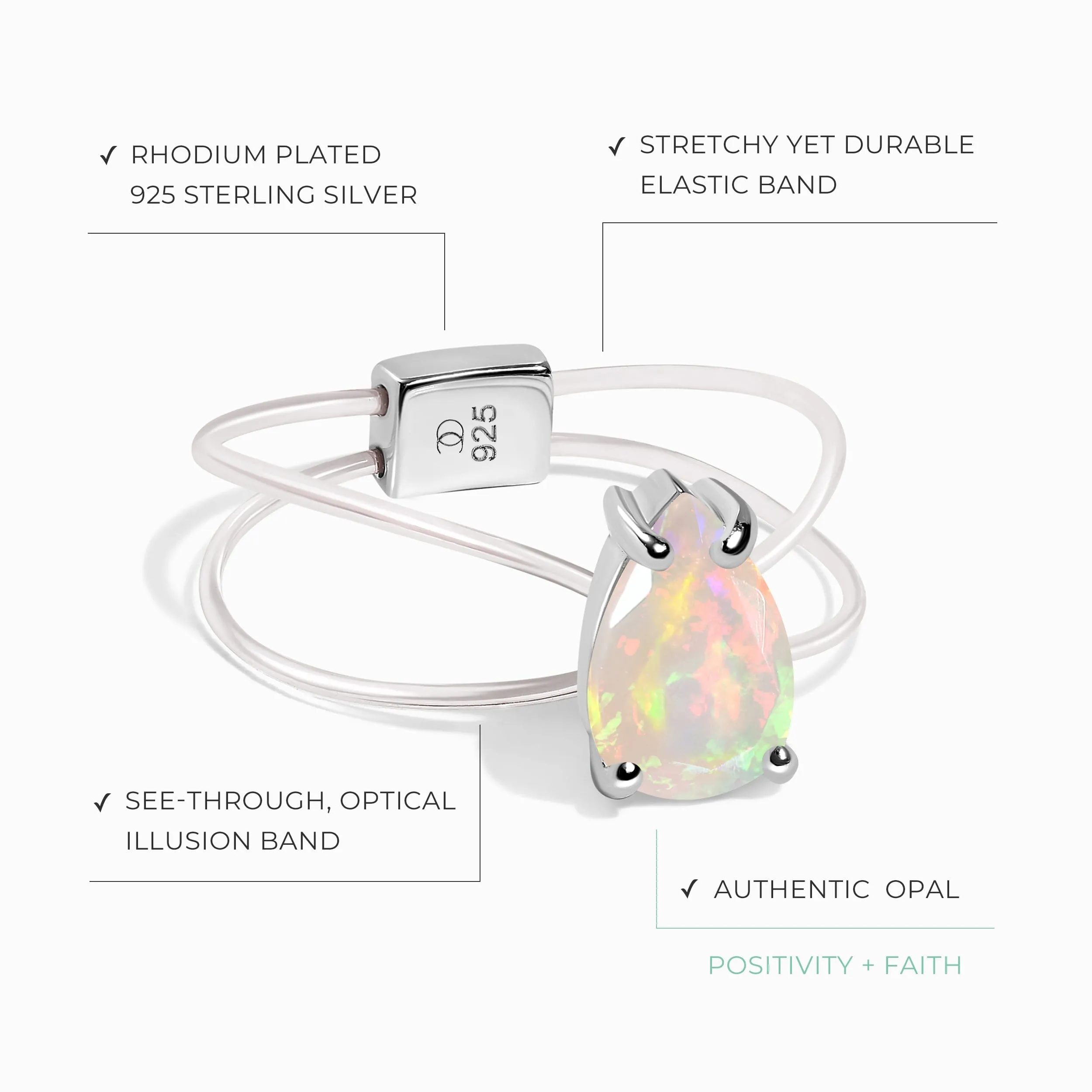 Opal Ring Floating Sway - October Birthstone