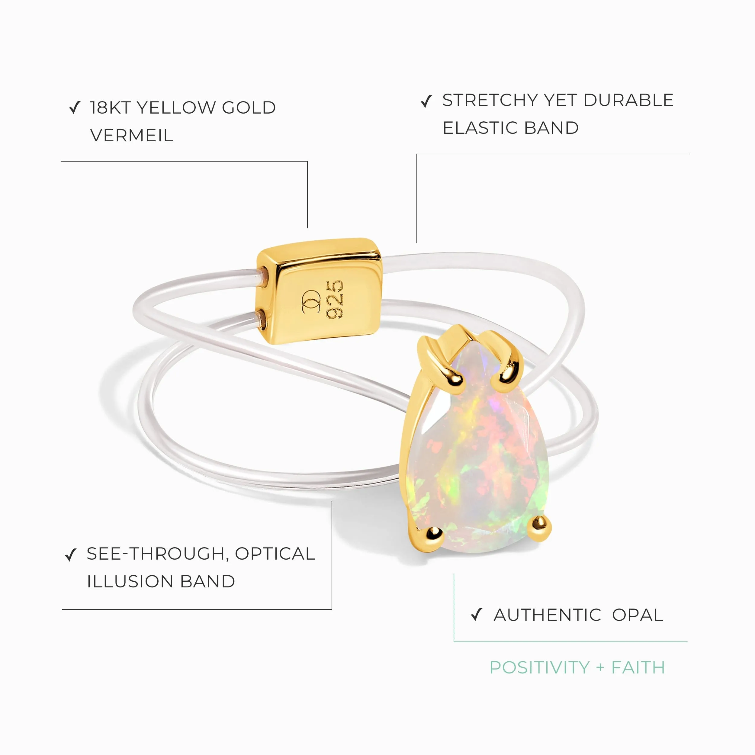 Opal Ring Floating Sway - October Birthstone