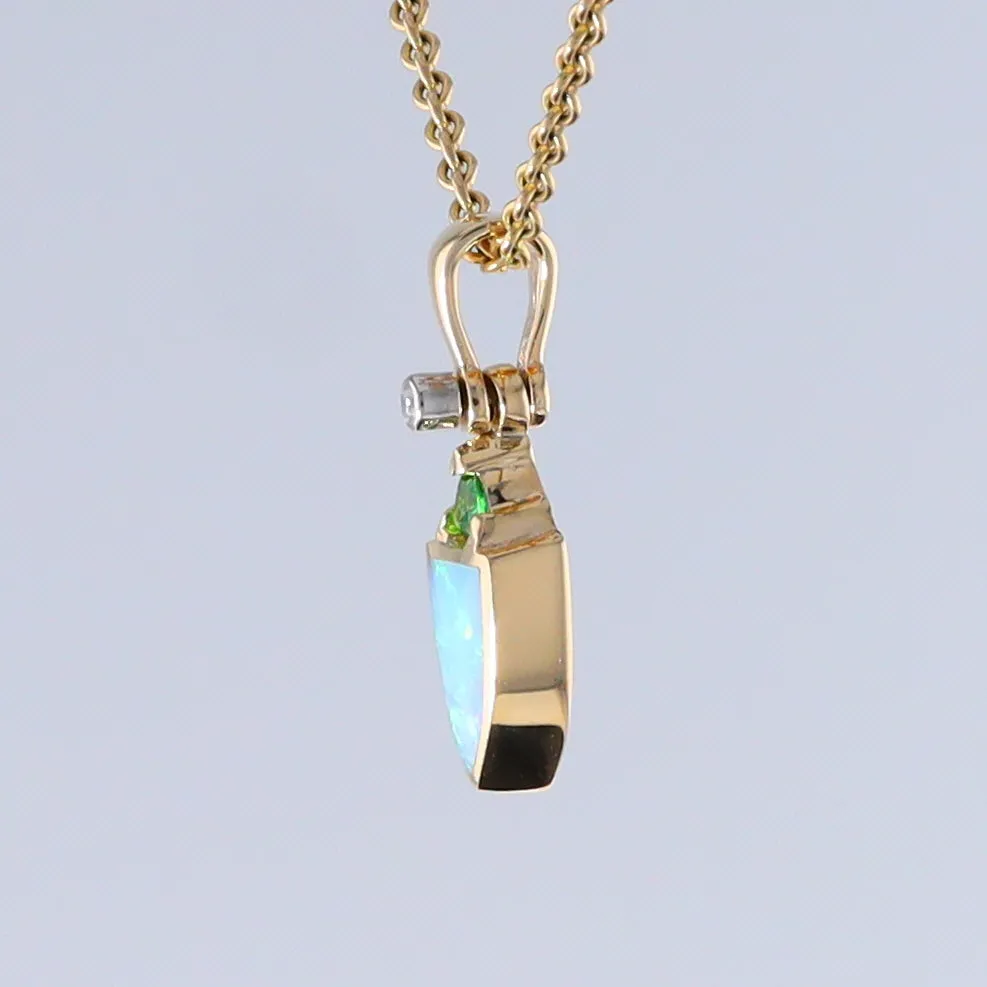 Opal Shield Pendant with Tsavorite
