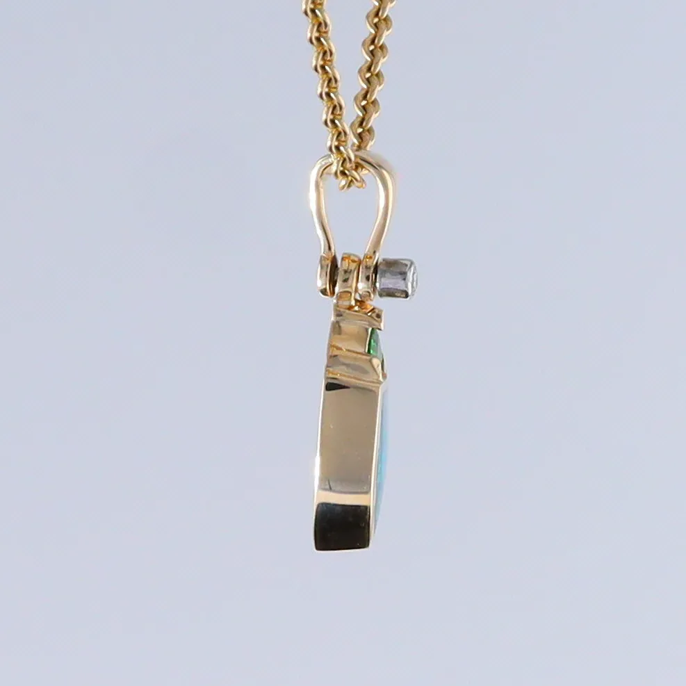 Opal Shield Pendant with Tsavorite