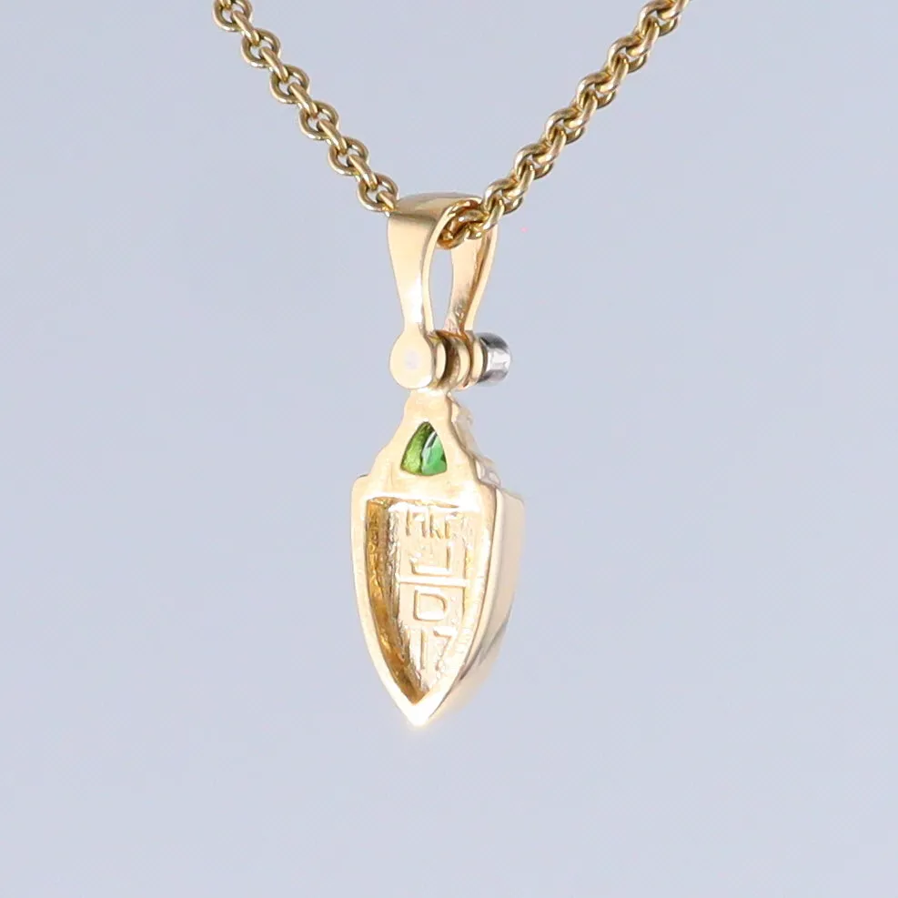 Opal Shield Pendant with Tsavorite