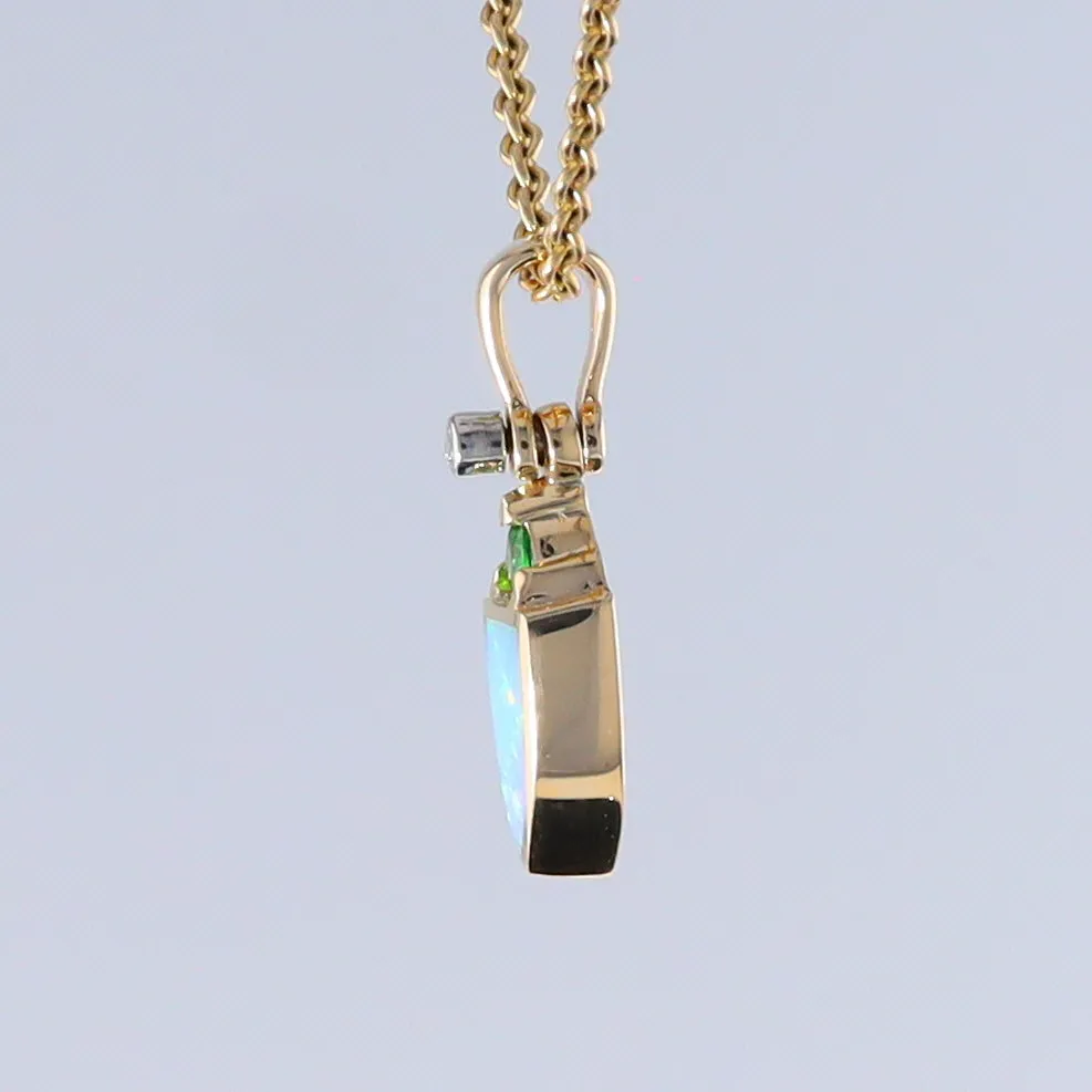 Opal Shield Pendant with Tsavorite