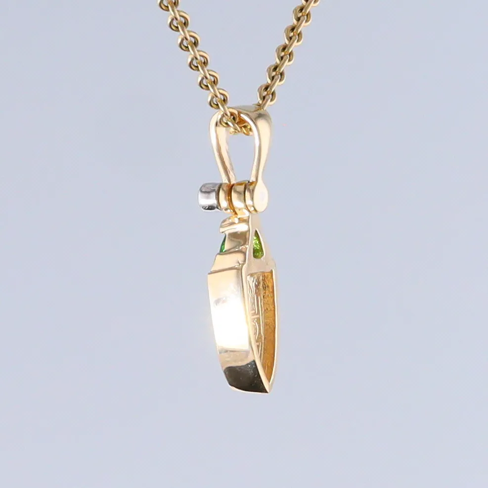 Opal Shield Pendant with Tsavorite