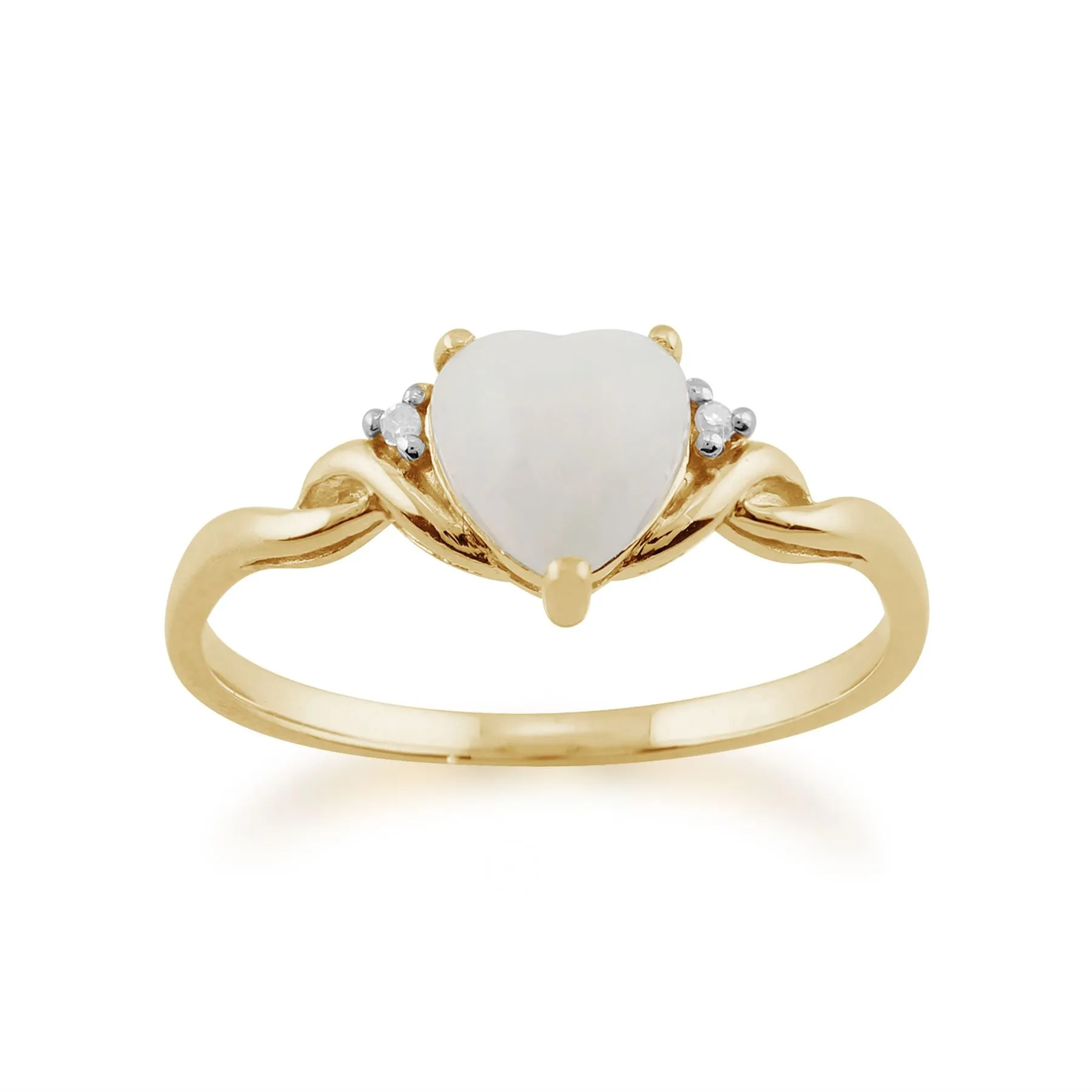 Opalring, 9 Karat Gelbgold 0.47ct ct Opal & Diamant Herz Ring