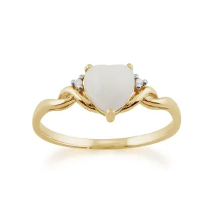 Opalring, 9 Karat Gelbgold 0.47ct ct Opal & Diamant Herz Ring