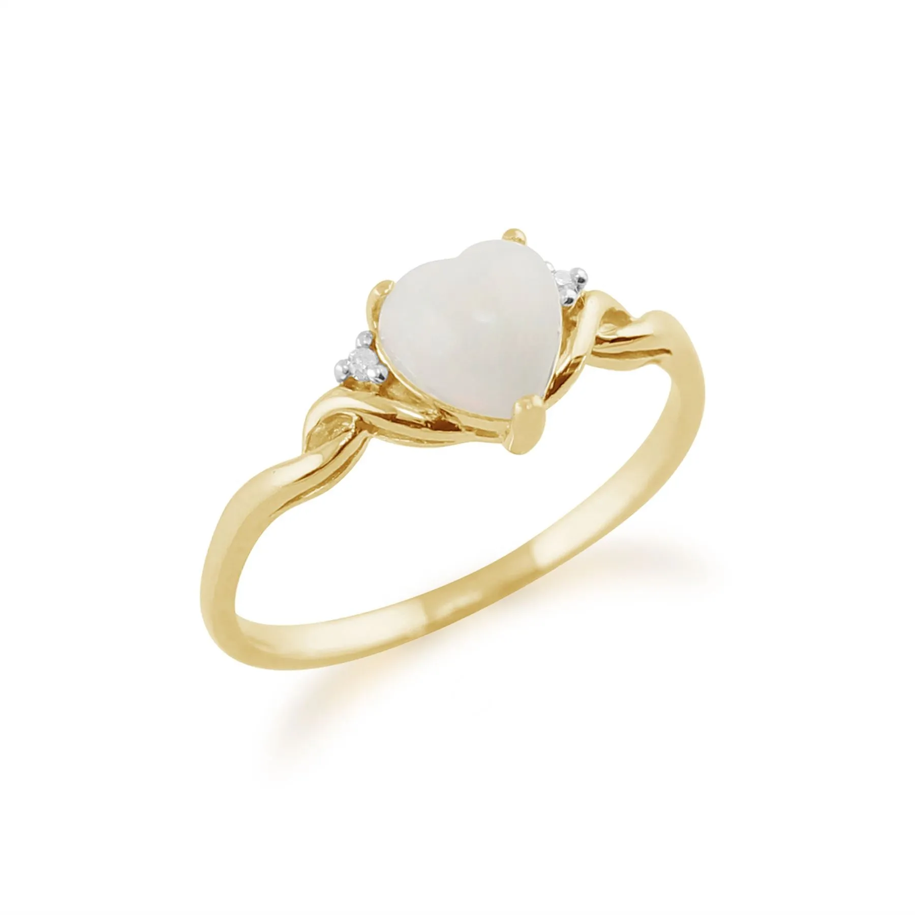 Opalring, 9 Karat Gelbgold 0.47ct ct Opal & Diamant Herz Ring