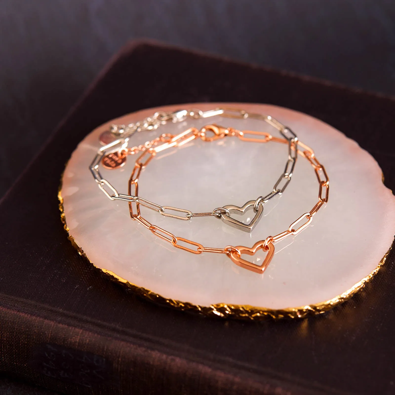 Open Heart Paperclip Chain Bracelet