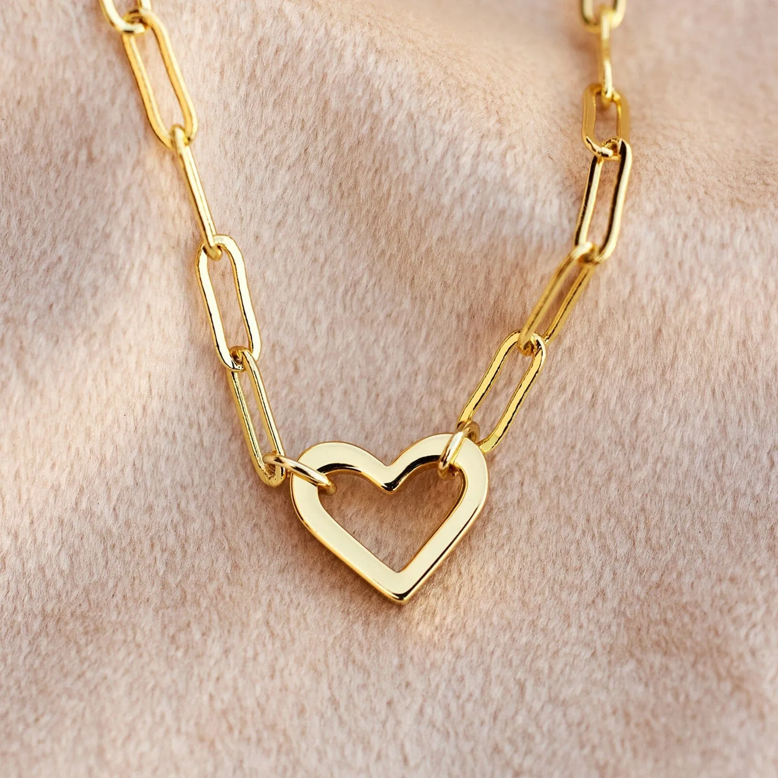 Open Heart Paperclip Chain Bracelet