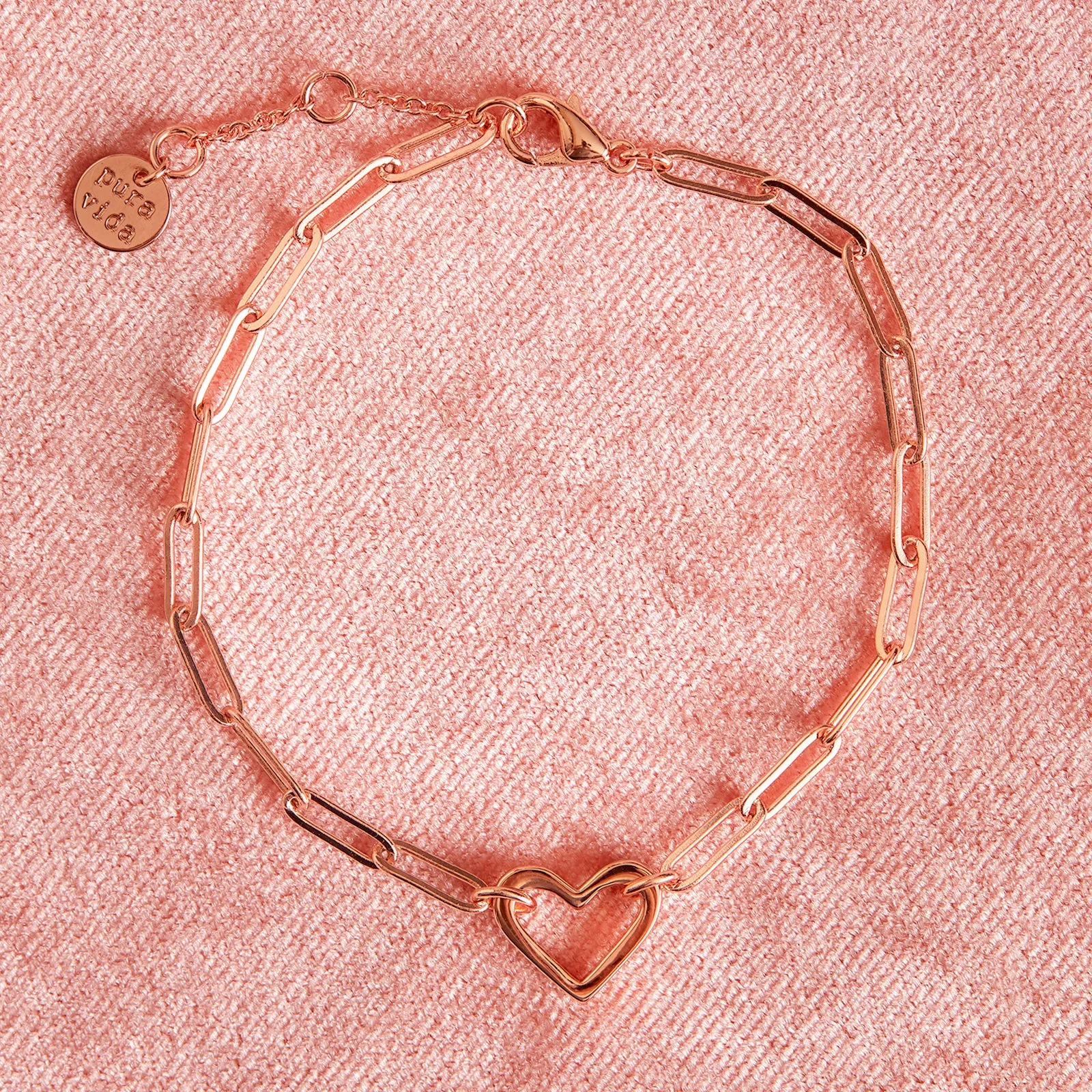 Open Heart Paperclip Chain Bracelet