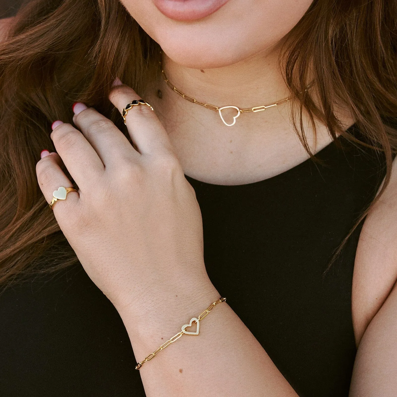 Open Heart Paperclip Chain Bracelet