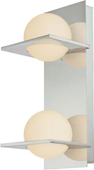 Orbit Vertical 2 Light Vanity In Chrome and White Opal Glass