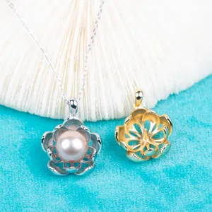 P040954 DIY 6-8mm Natural Freshwater pearl pendant accessory 925 sterling silver engagement jewelry necklace for women