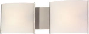 Pannelli 2 Light Vanity In Stainless Steel and Hand-Moulded White Opal Glass