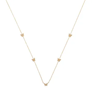 Pave Multi Butterfly Necklace