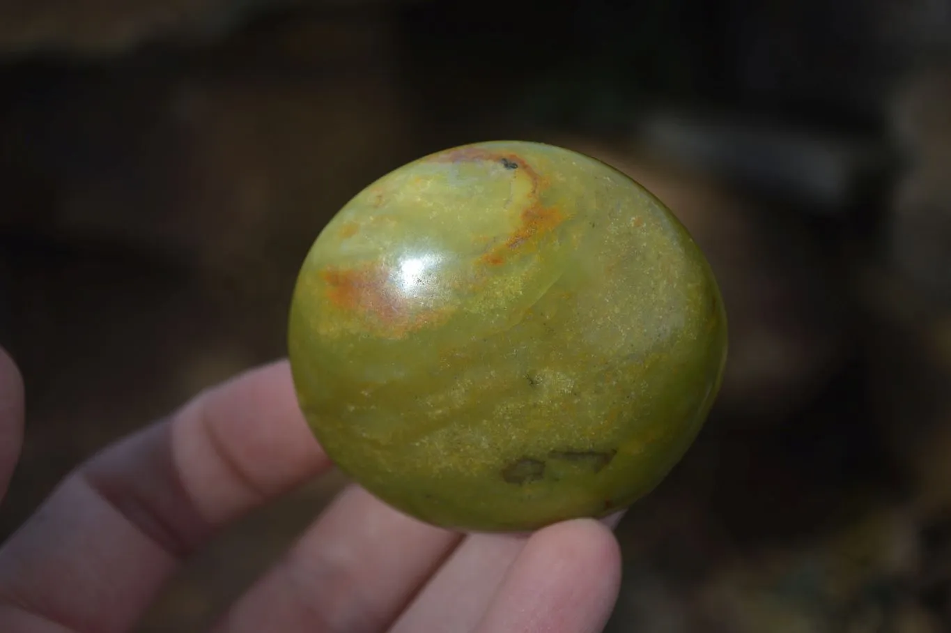 Polished Green Opal Galet / Palm Stones  x 12 From Antsirabe, Madagascar