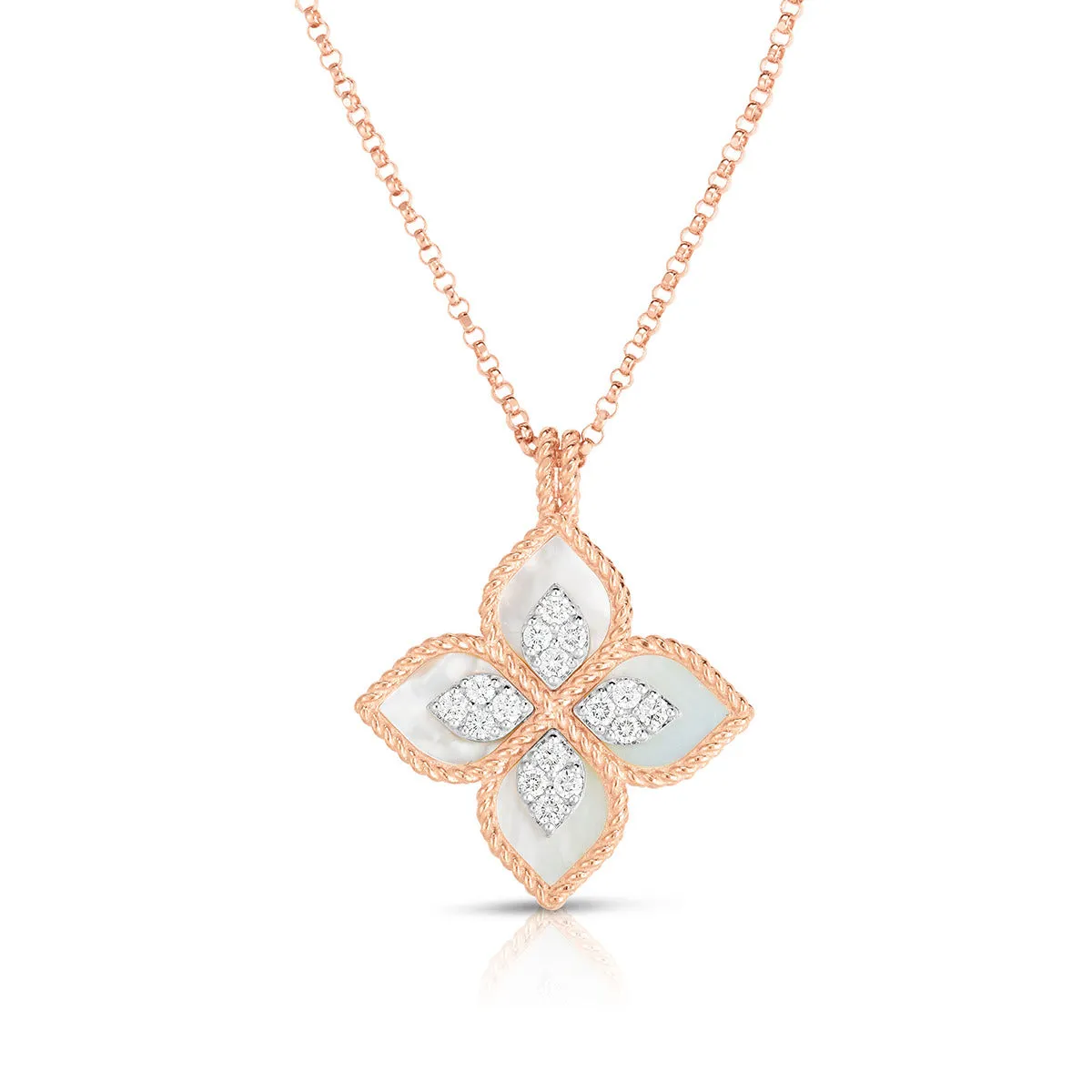 Princess Flower Mother of Pearl and Diamond Pendant