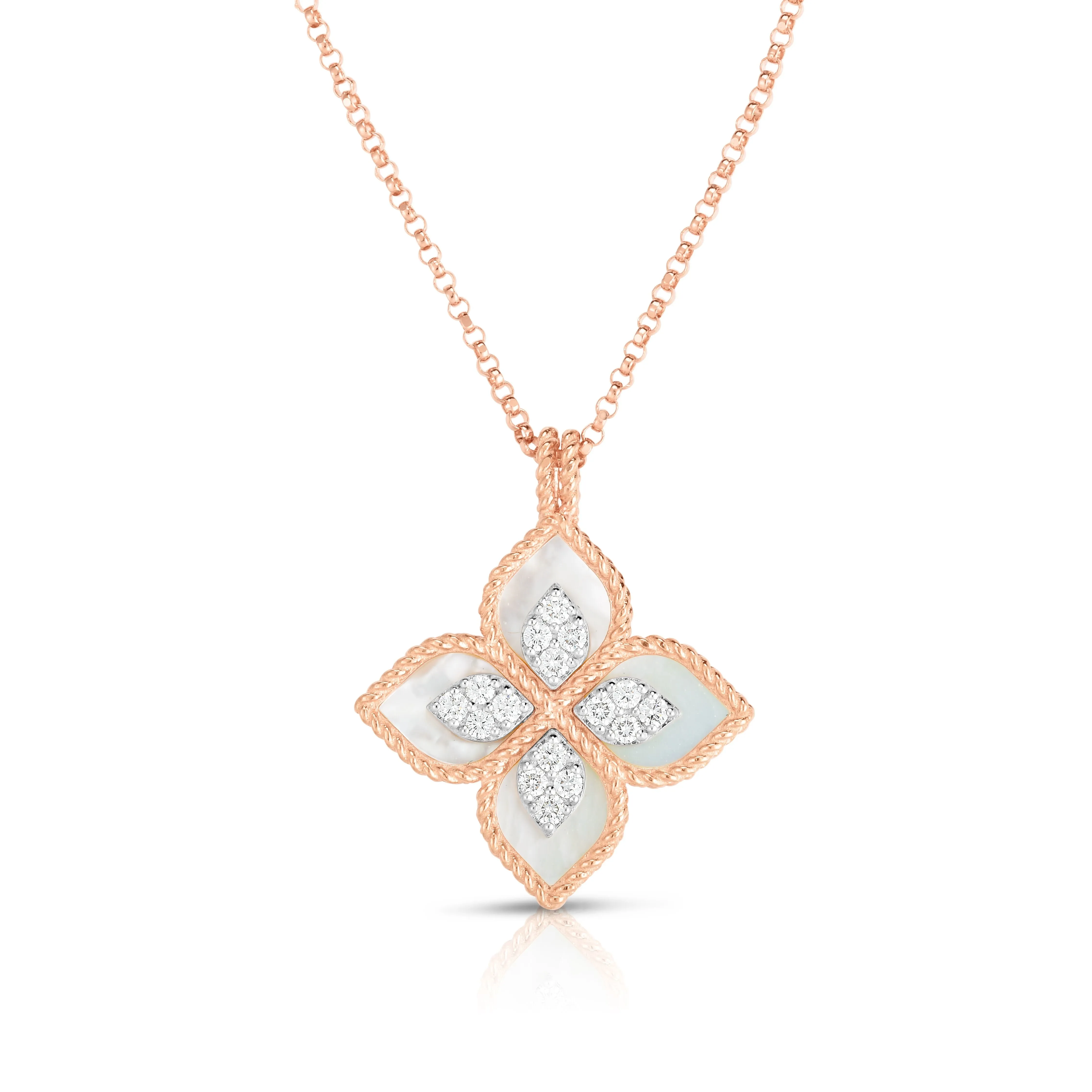 Princess Flower Mother of Pearl and Diamond Pendant