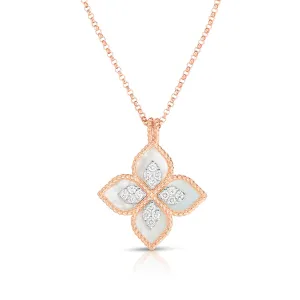 Princess Flower Mother of Pearl and Diamond Pendant