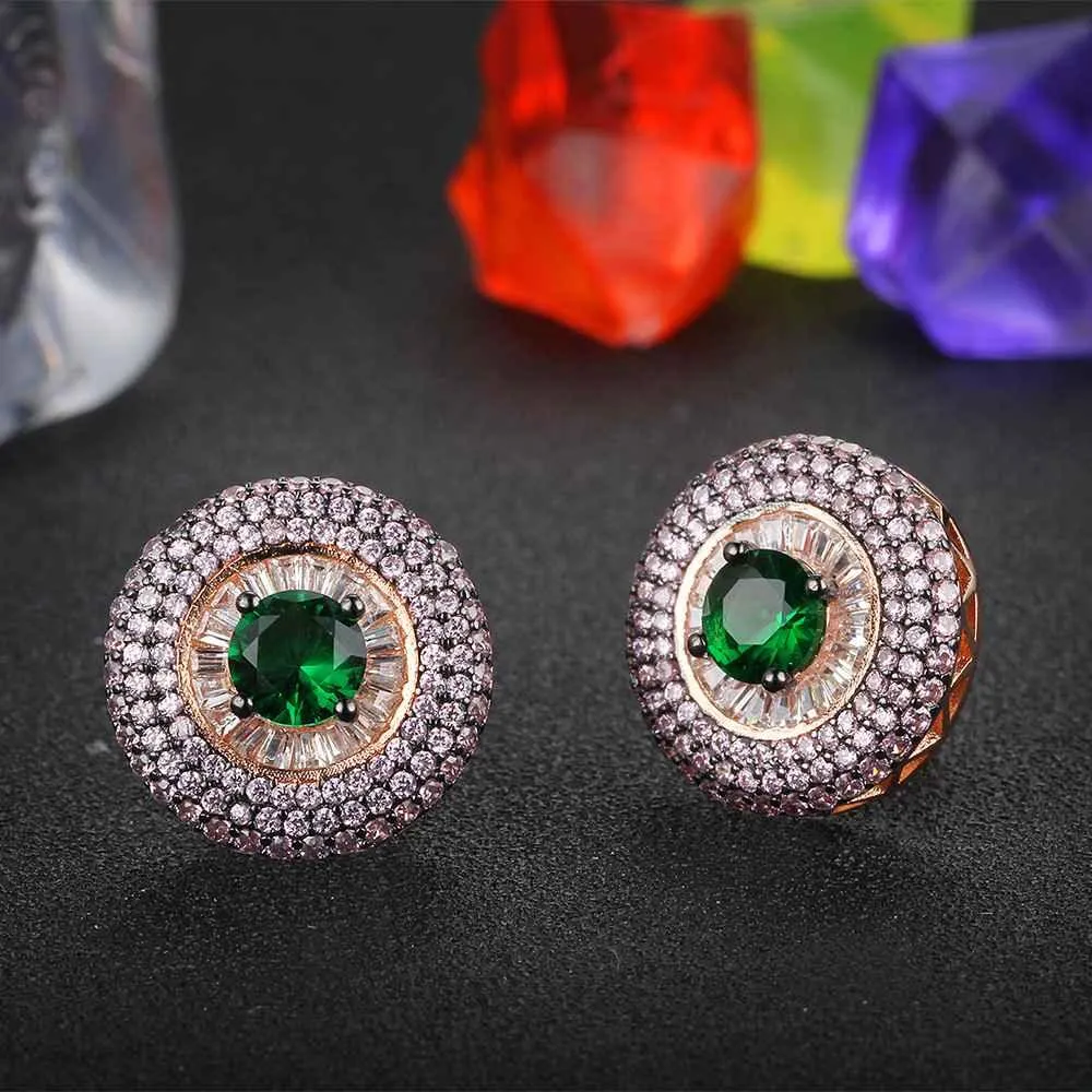 Promise Round Button Silver Earring With Stubbed Stones For Women
