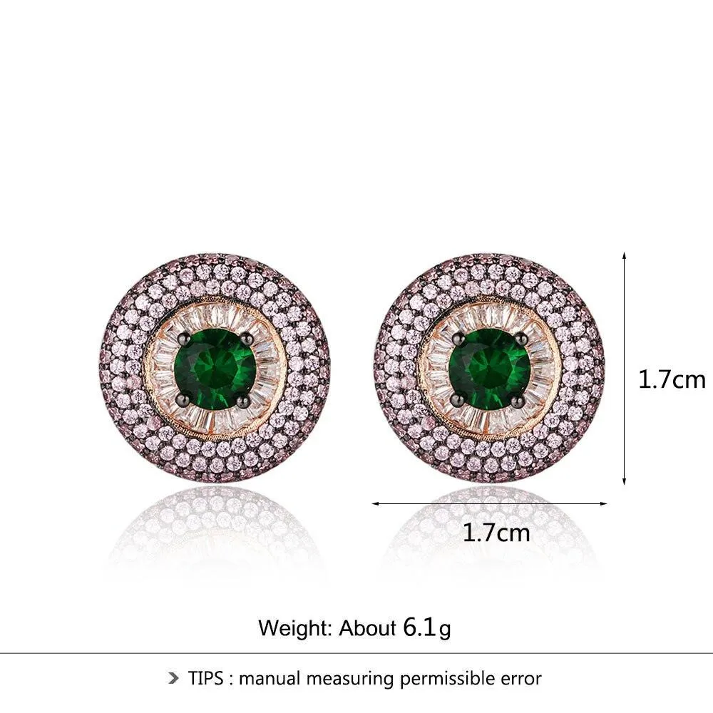 Promise Round Button Silver Earring With Stubbed Stones For Women