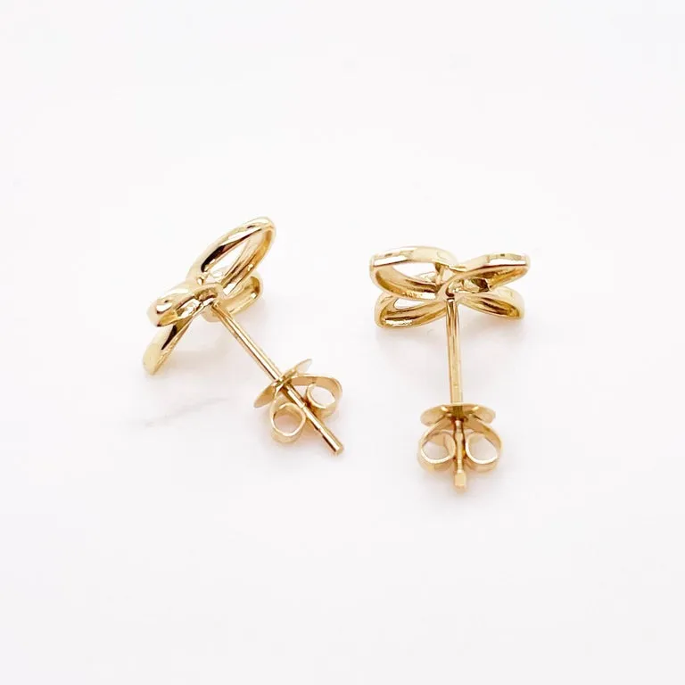 Quatrefoil Stud Earrings in 14K Yellow Gold Flower Earrings Post Style