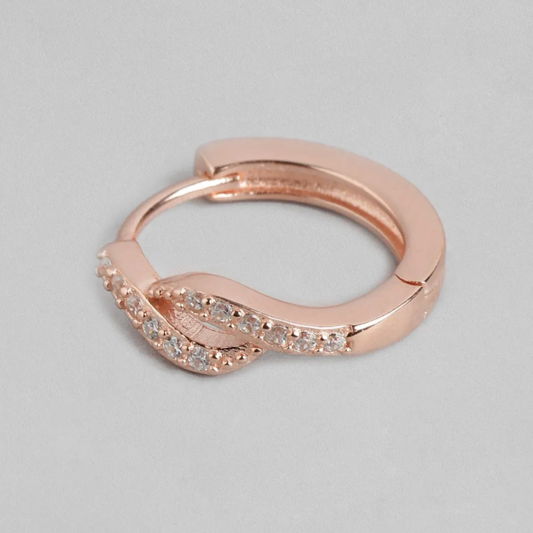 Radiant Cubic Zirconia Elegance Rose Gold-Plated 925 Sterling Silver Earrings
