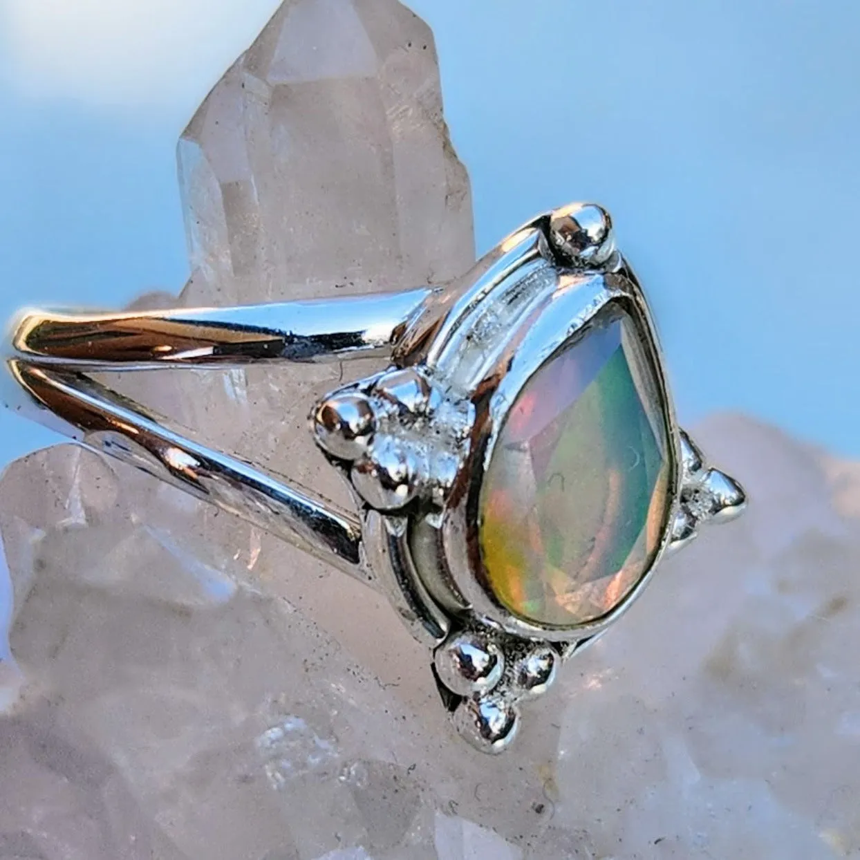 RAINBOW DREAMS - OPAL 925 STERLING SILVER RING