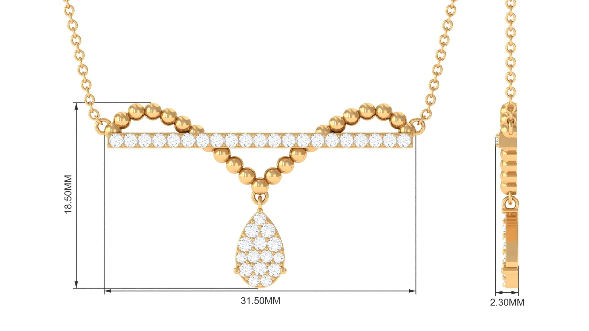 Real Diamond Bar Drop Designer Necklace
