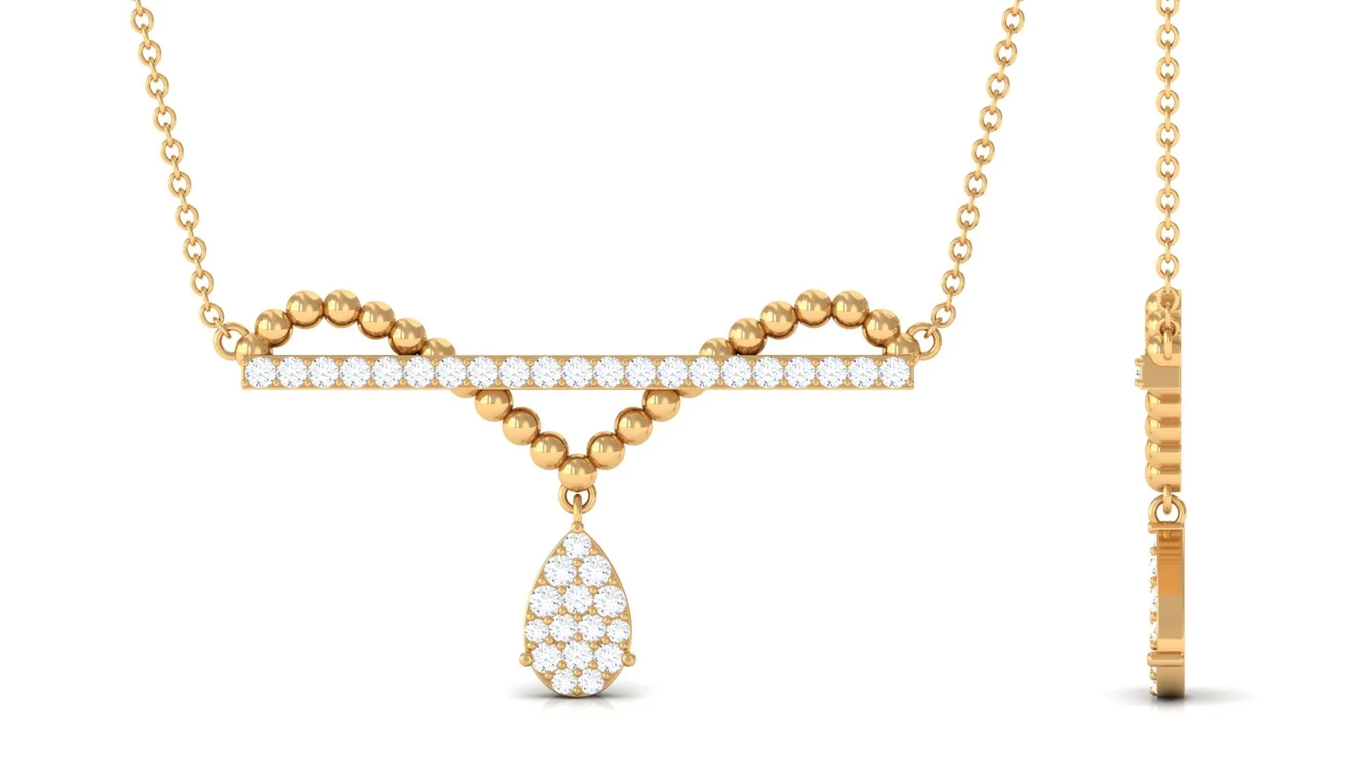 Real Diamond Bar Drop Designer Necklace