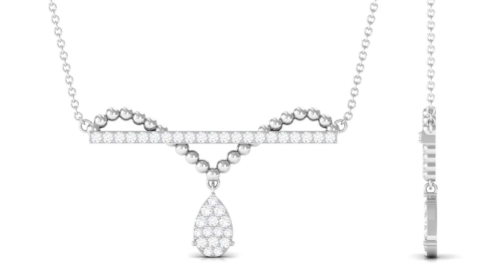 Real Diamond Bar Drop Designer Necklace