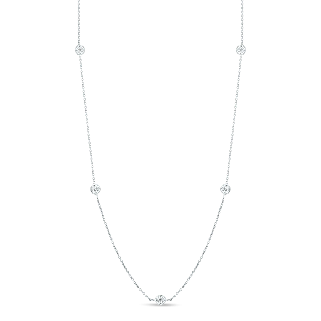 Roberto Coin 18k White Gold Diamond By The Inch Station Necklace - .35cttw