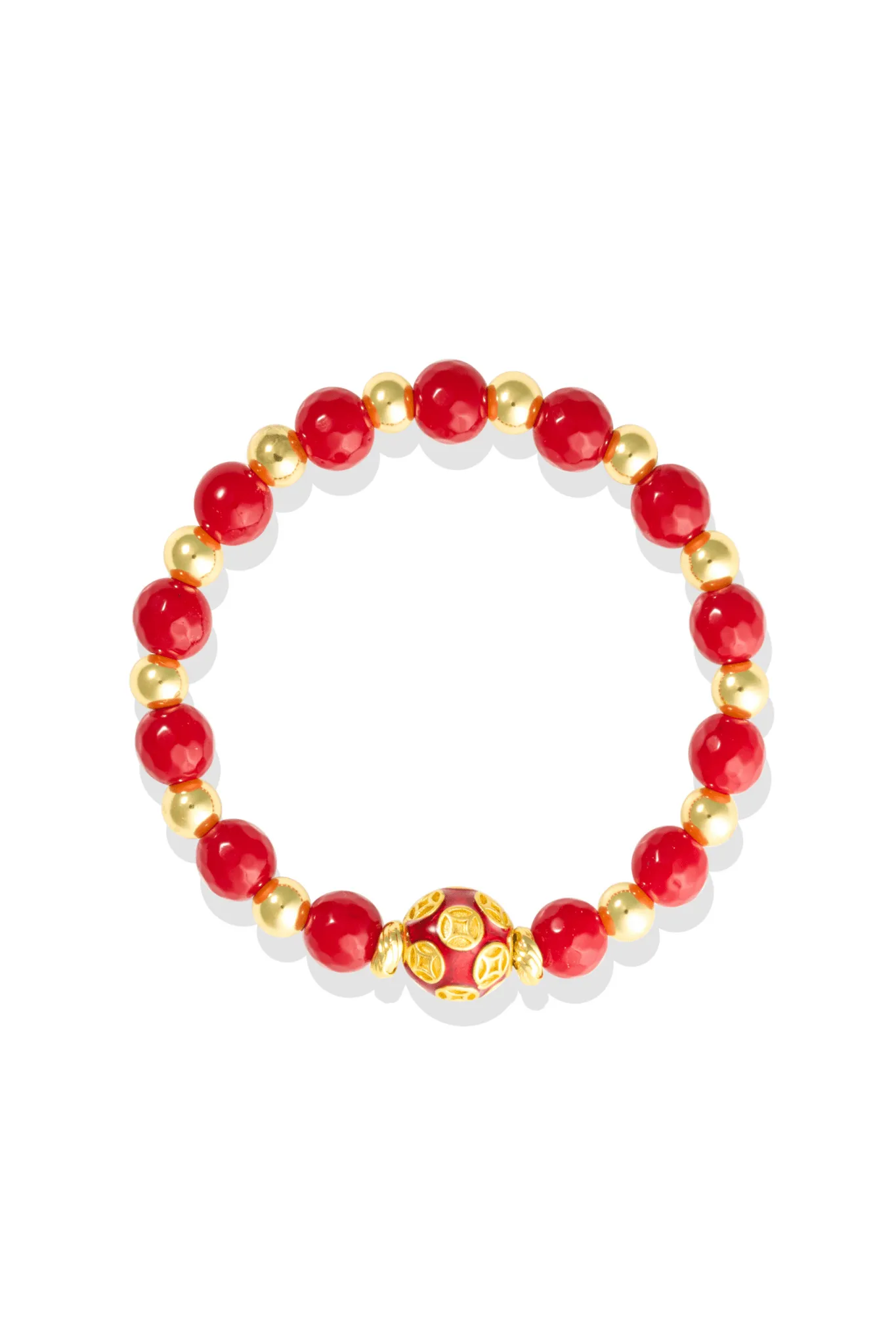 Rose Quartz - Love Coin Feng Shui Bracelet 18k Gold Vermeil