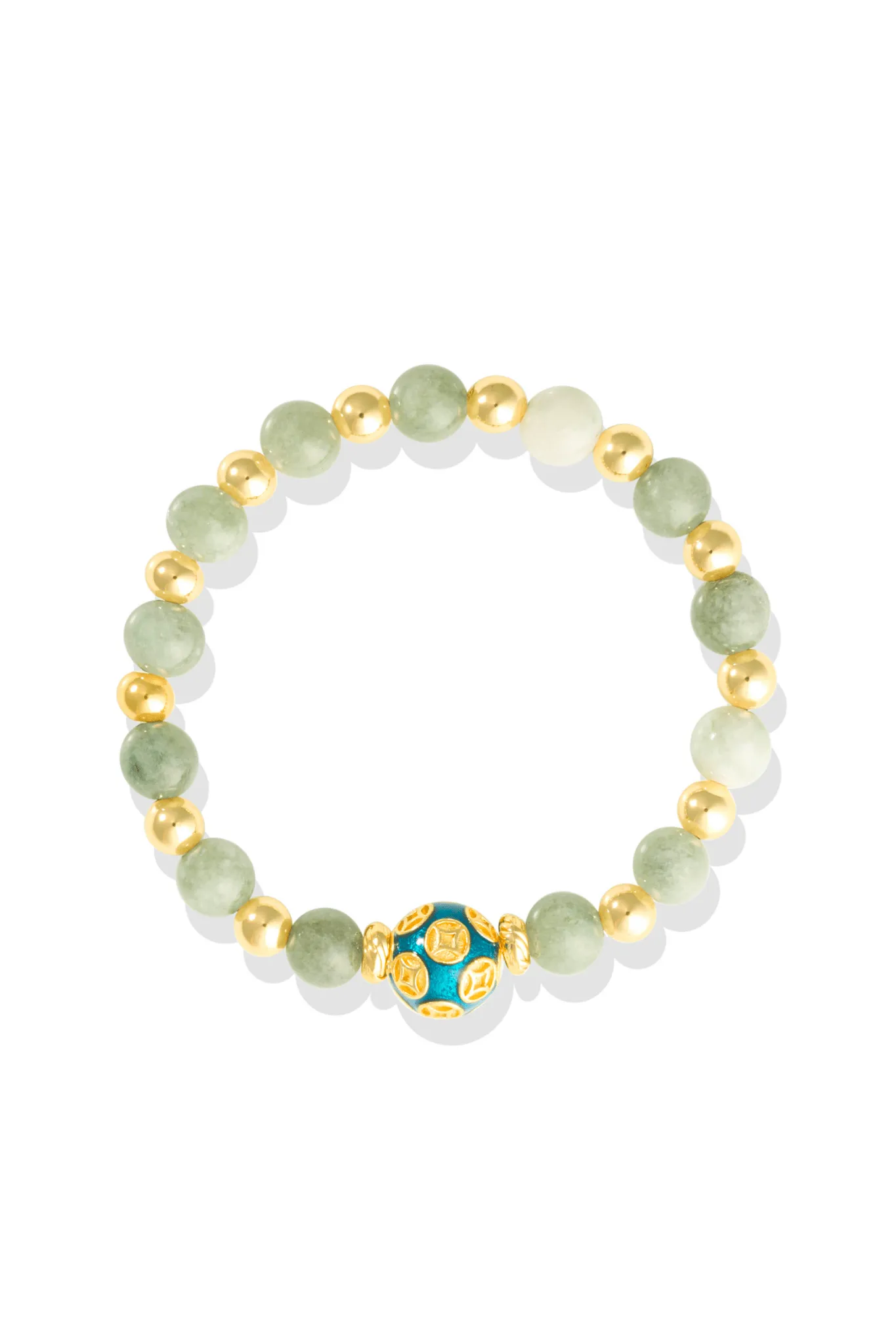 Rose Quartz - Love Coin Feng Shui Bracelet 18k Gold Vermeil