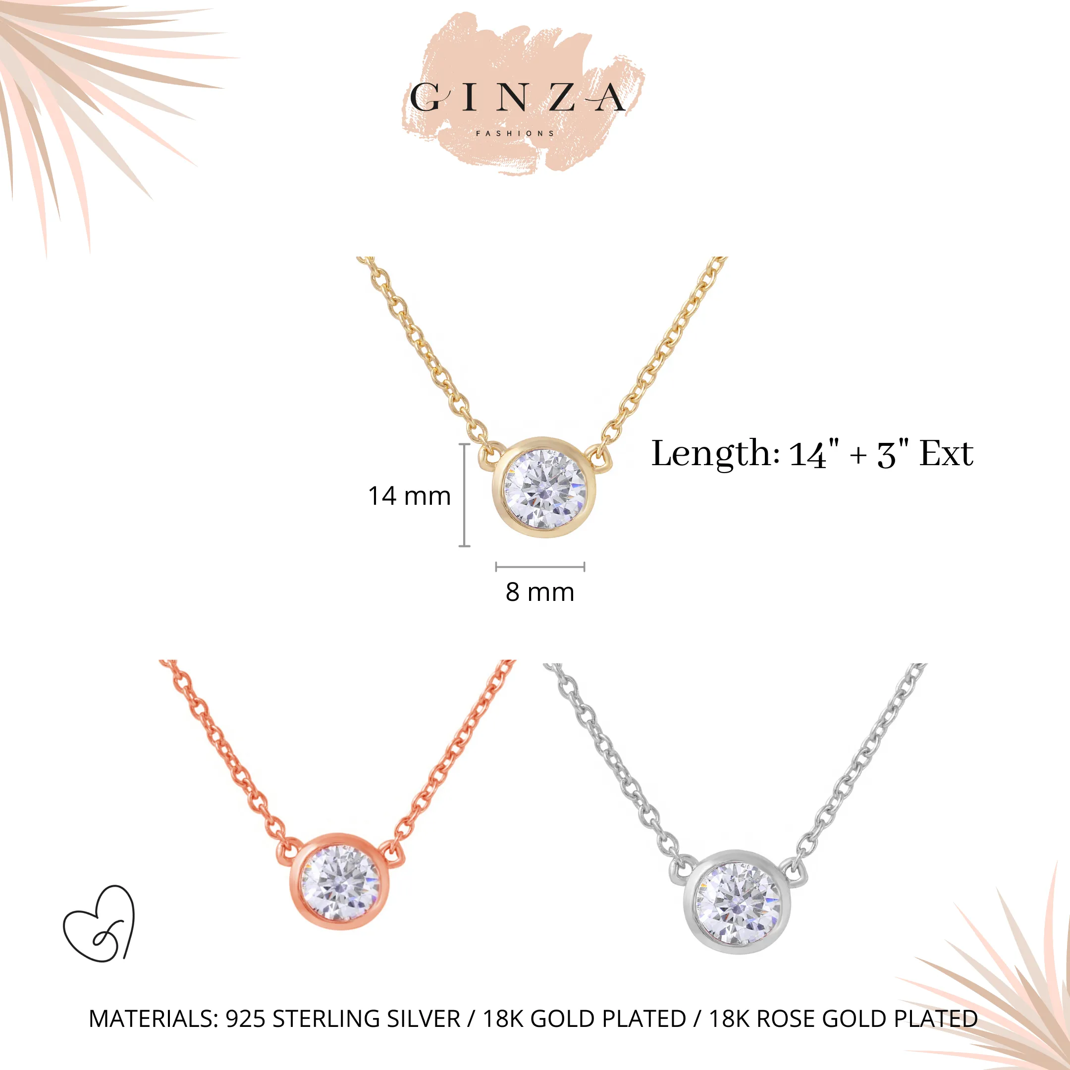 Round Bezel Solitaire Necklace