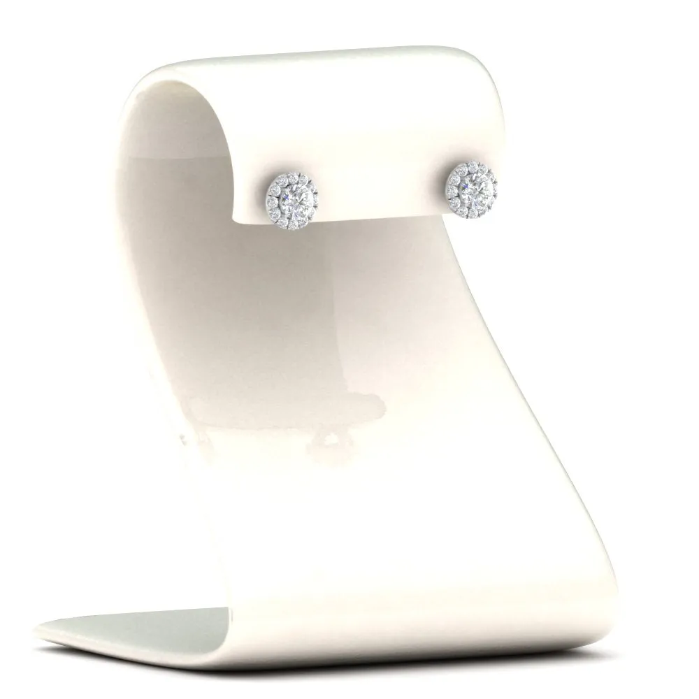 Round Cut Halo Lab Diamond Stud Women Earring For In 14k Gold