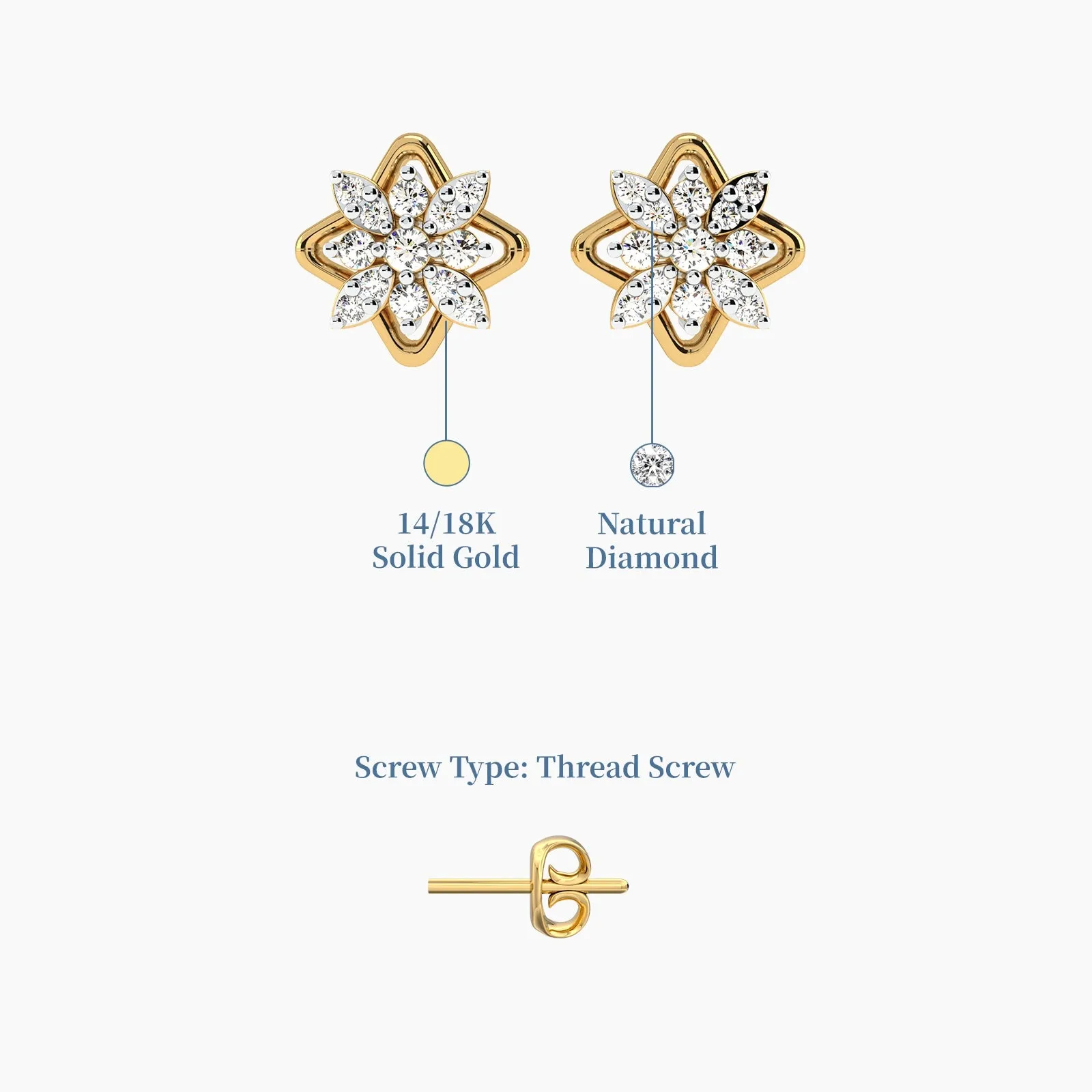 Shining Balsam Diamond Stud Earrings