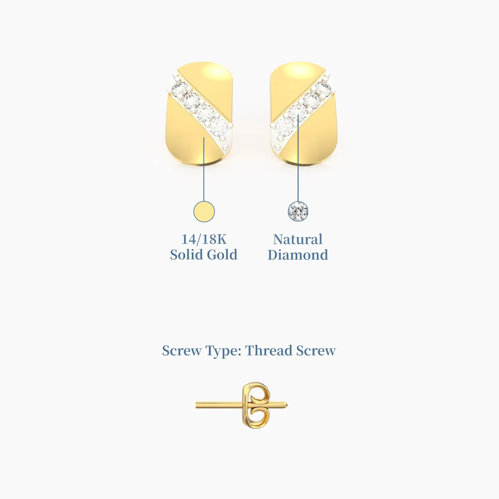 Shining Cross Natural Diamond Ear Stud