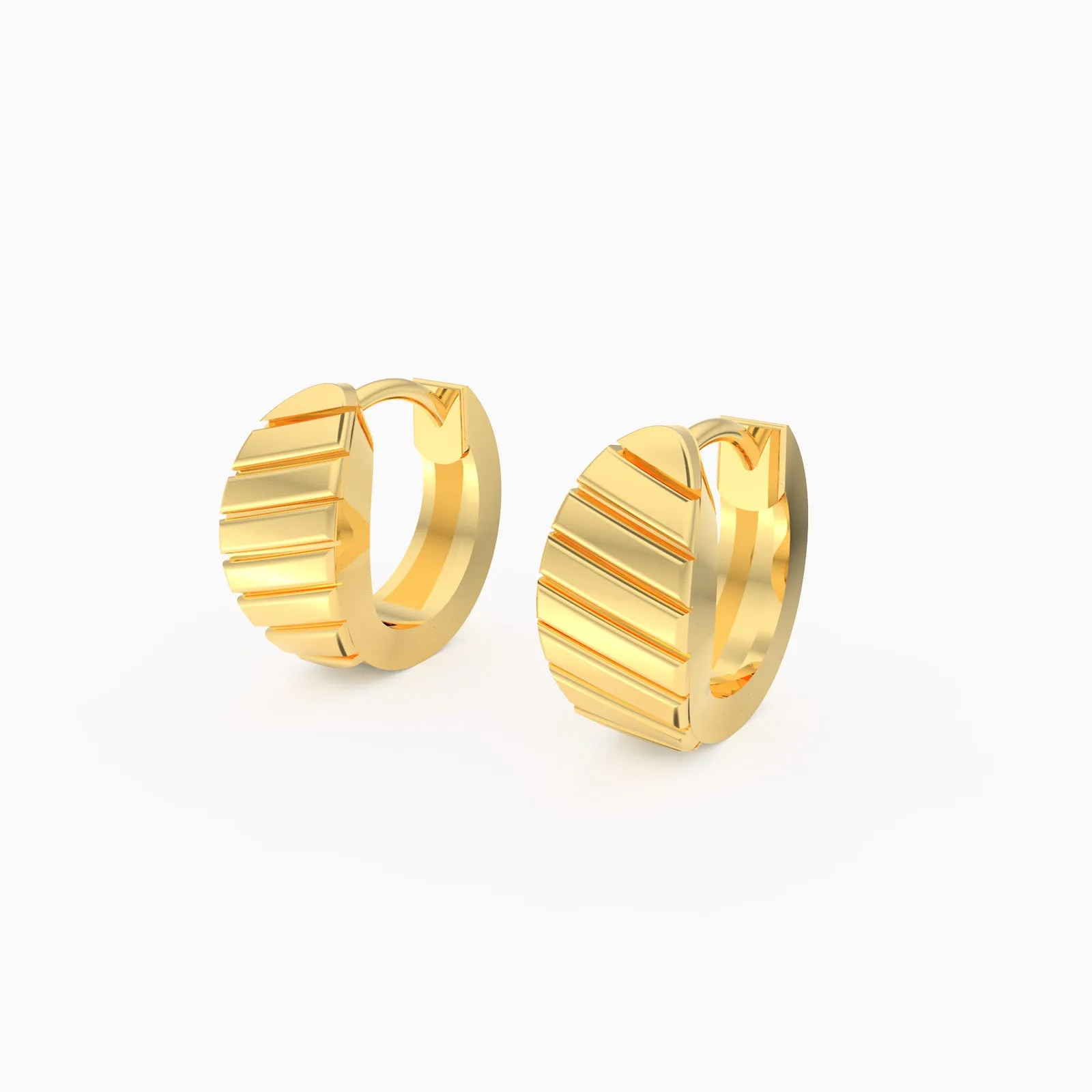 Shining Stripe Plain Gold Hoops