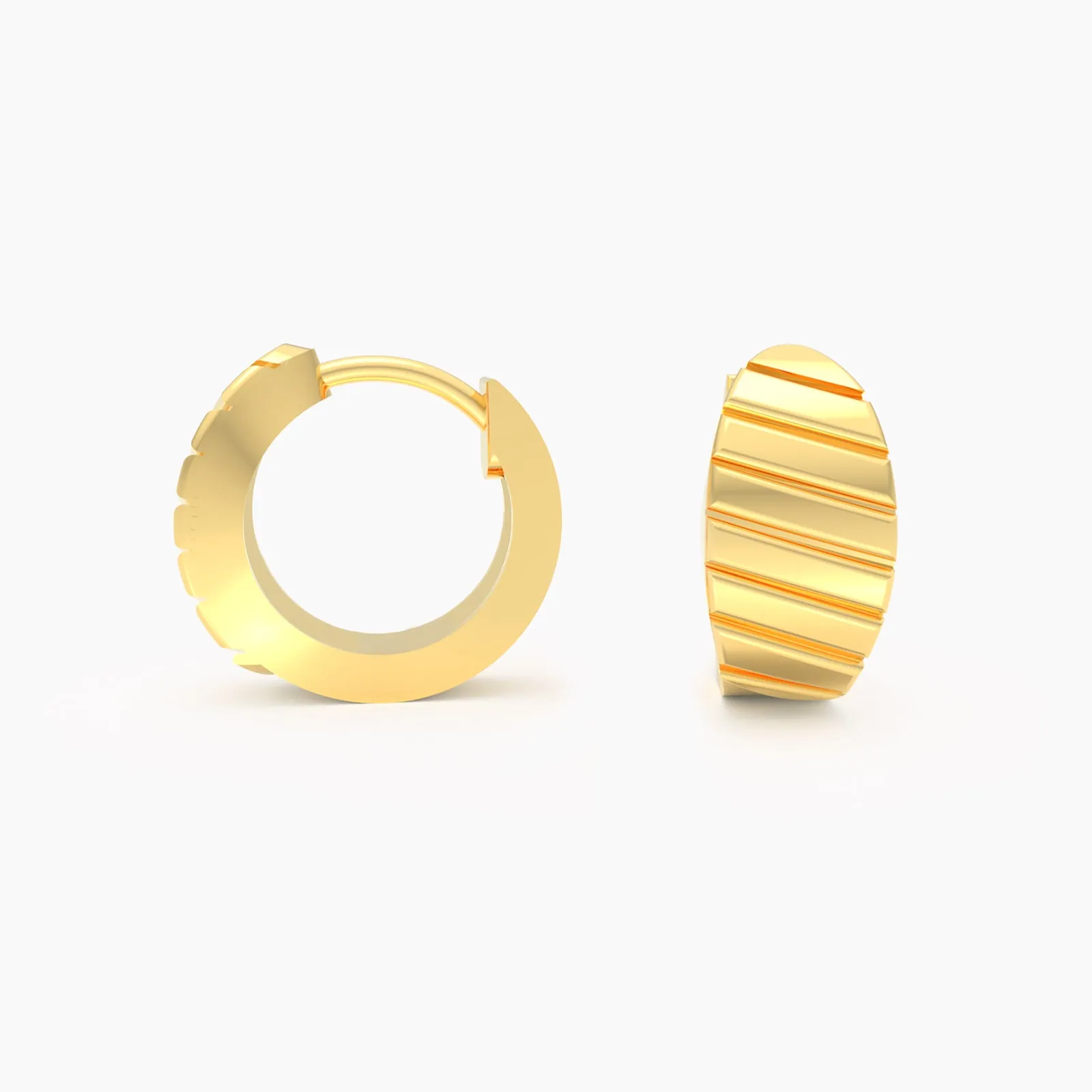 Shining Stripe Plain Gold Hoops