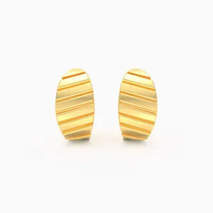 Shining Stripe Plain Gold Hoops