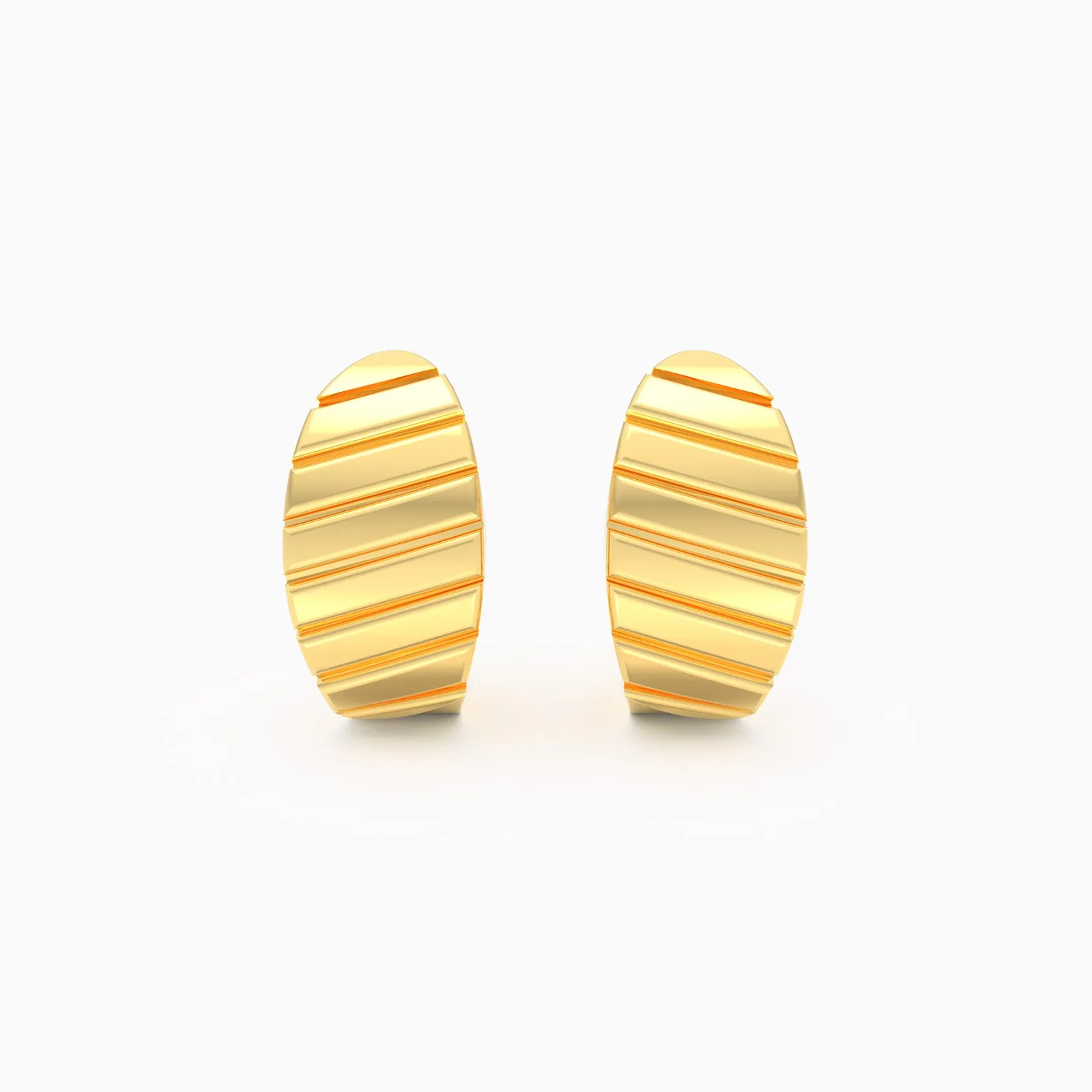Shining Stripe Plain Gold Hoops