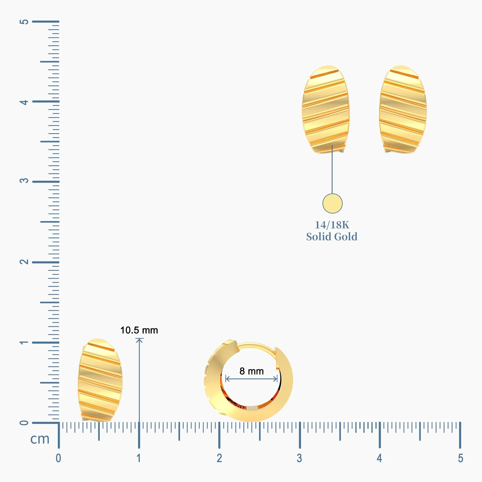 Shining Stripe Plain Gold Hoops
